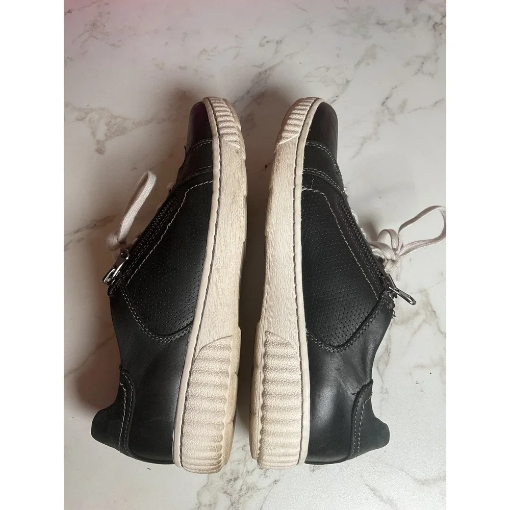 Clarks Collection Sneakers Womens 9.5 Black Leather Side Zip Ultimate Comfort